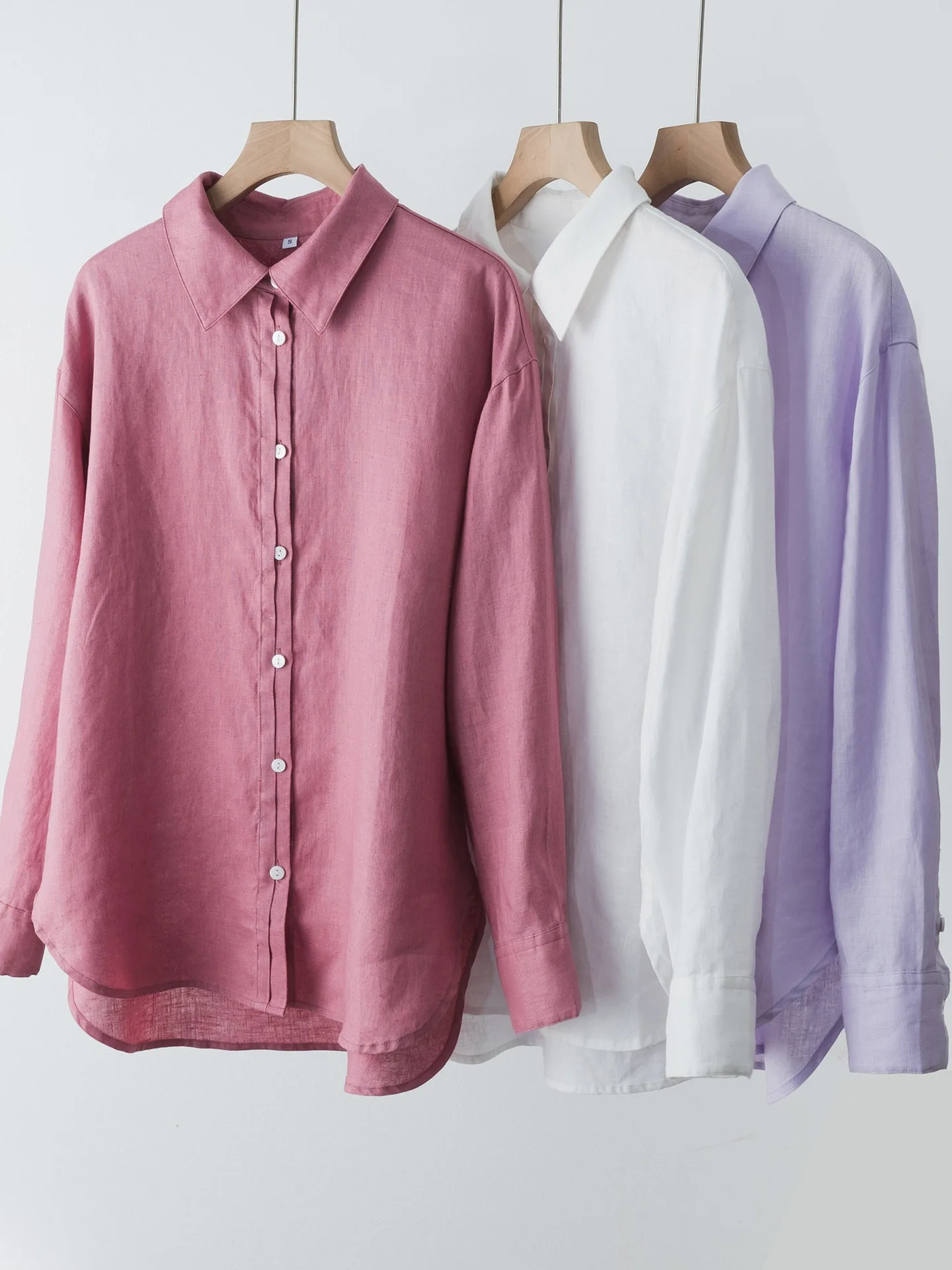 

Dave&di White Hanma Shirt With Simple Silhouette Loose Double Door Collar Lapel Long Sleeved Top