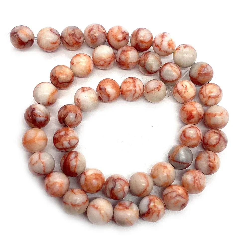 

10mm Natural Red Network Stone Round Polished Loose Beads Accessory 1 Strand for Handmade Bracelet Necklace Jewelry Accessory