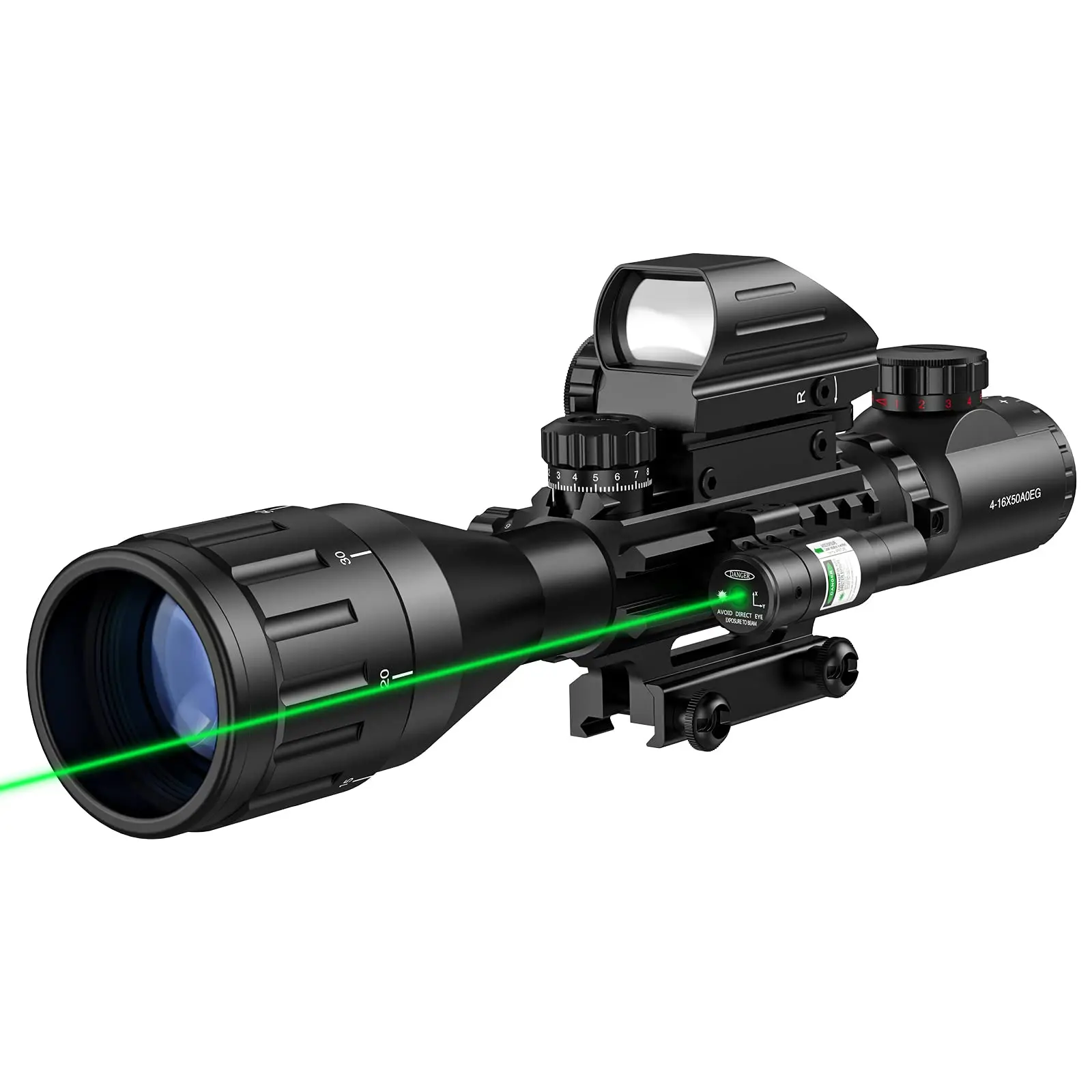 CVLIFE 4-16x50 AO Tactical Rifle Scope Dual Illuminated Optics & Illuminated Sight 4 Holographic Reticle Red/Green Dot Si