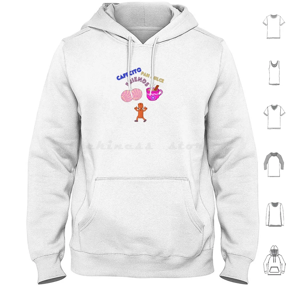 Sudaderas con Capucha de Manga Larga Cafecito con Amigos, Café, Conchas, Pan Dulce, Churros, Amigas, Amigos, Chisme, Bueno
