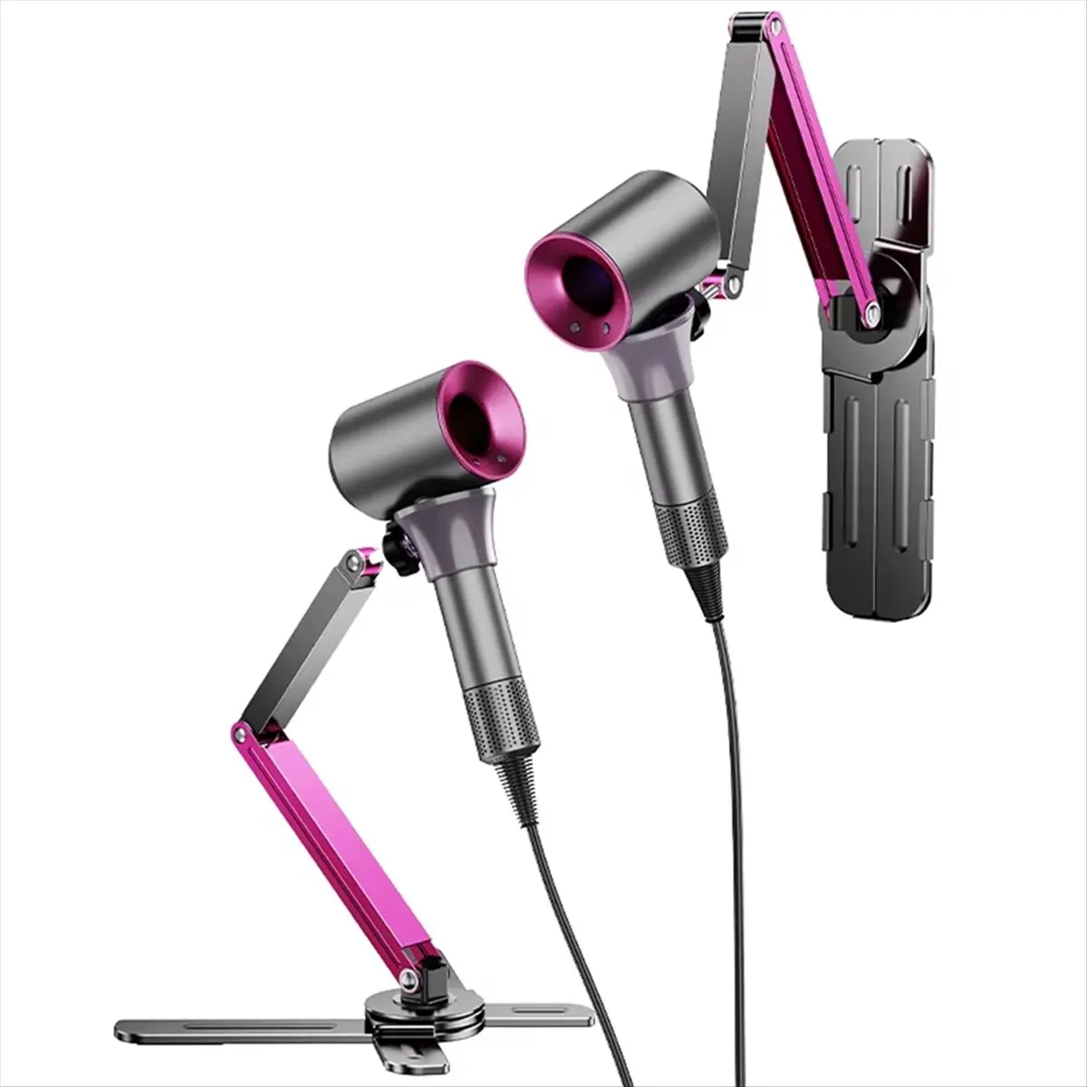 (A25M) Adjustable Hair Dryer Holder Metal Textured Stand Versatile and Easy to Install Free Your Hands Convenience Furniture