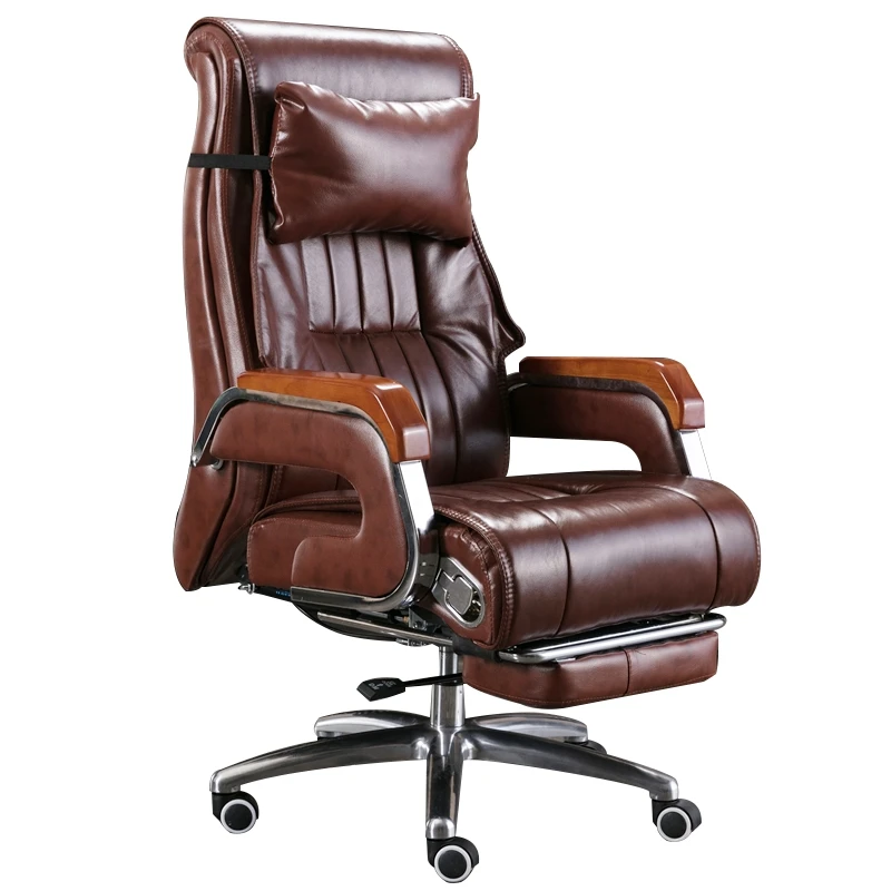 

Genuine Leather Executive Office Chair with Built-in Massage High Back Reclining Swivel Chair Ergonomic Office Home Study