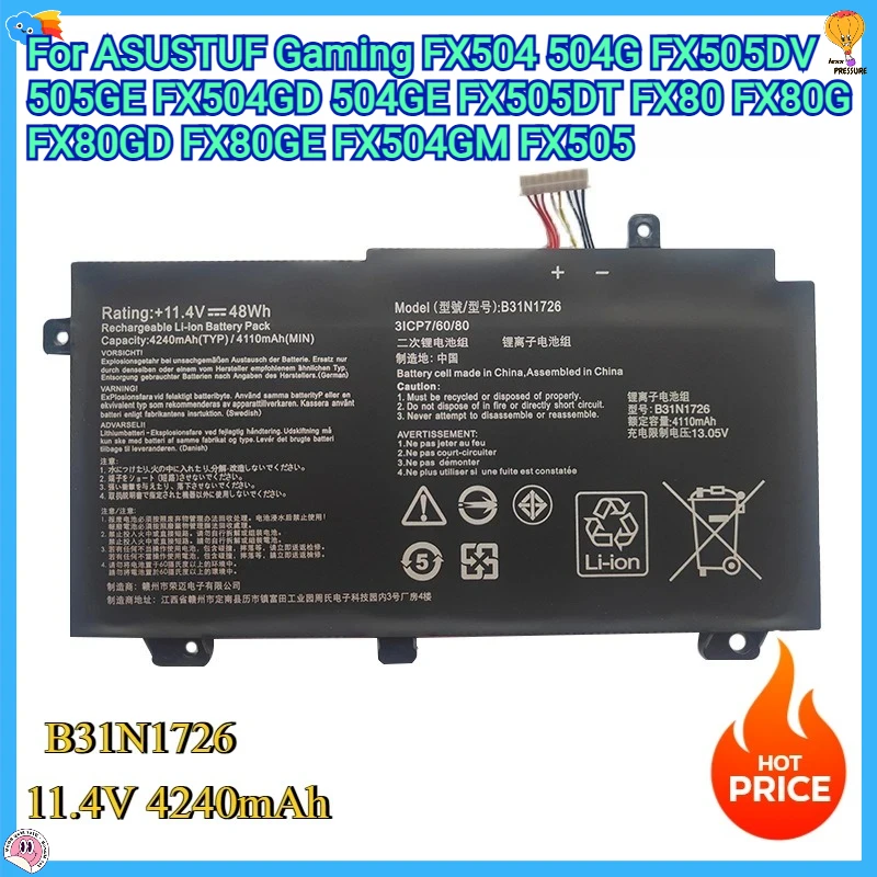 

Новый сменный аккумулятор для ASUSTUF Gaming FX504 504G FX505DV 505GE FX504GD 504GE FX505DT FX80 FX80G FX80GD FX80GE FX504GM FX505