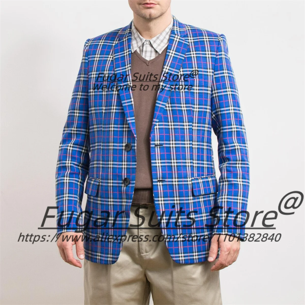 

Модные мужские костюмы в клетку во французском стиле, индивидуальные приталенные свадебные смокинги с зубчатыми лацканами для жениха, комплекты из 2 предметов, мужские пиджаки для выпускного вечера
