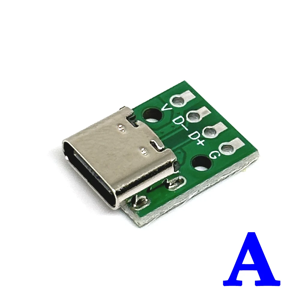 1/10PCS TYPE-C Female Test Board USB 3.1 PCB Board 16P to 2.54mm DIP 4 Pin Connector Socket High Current Power Adapter Module