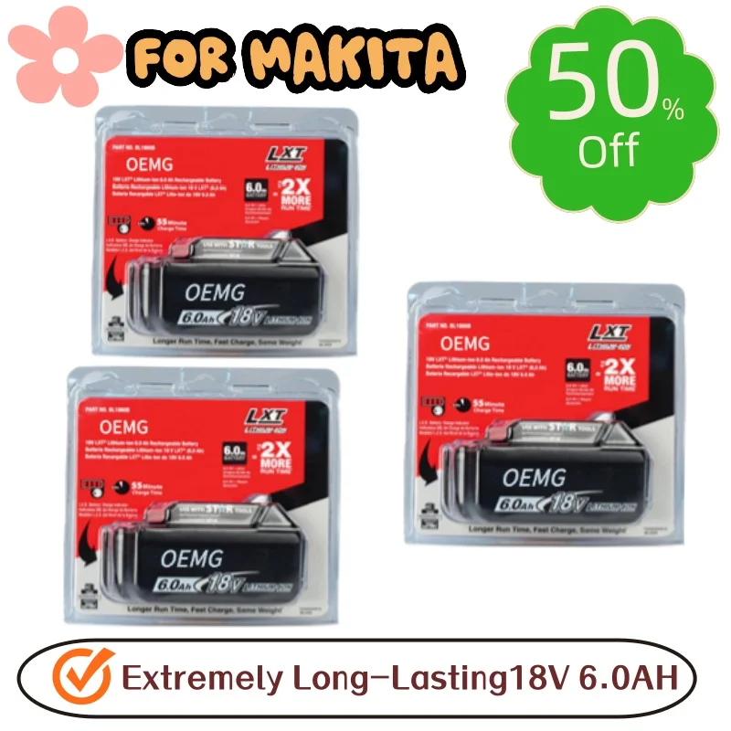 

Genuine FOR Makita 18V Battery, 6Ah Li-Ion, Batterie FOR Makita 18V for Trimmers, Long Life, Perfect for Garden Enthusiasts