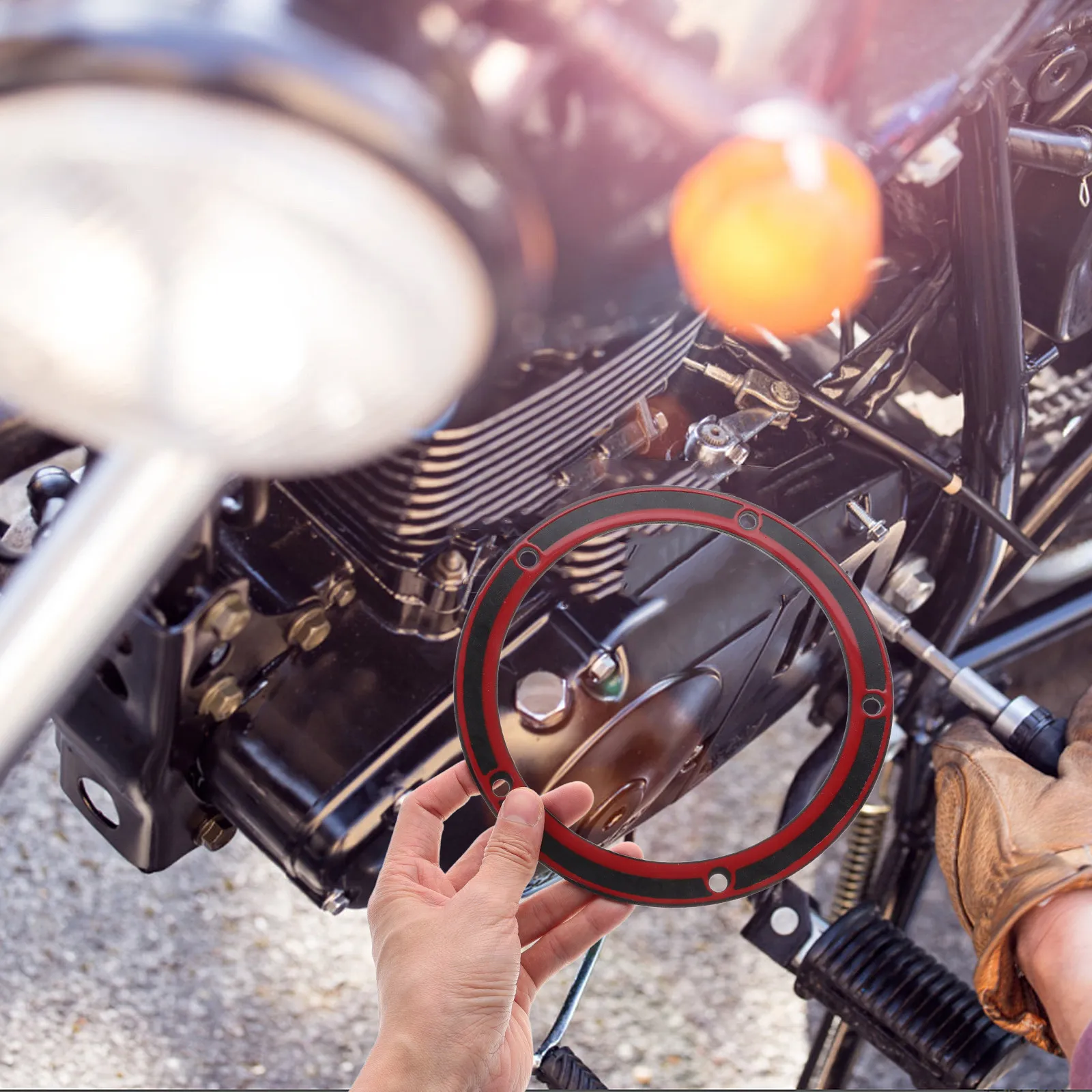 

Motorcycle Clutch Cover Gasket Silicone Material Easy Installation Leak Proof Replacement Clutch Cover Seal for Motorbike