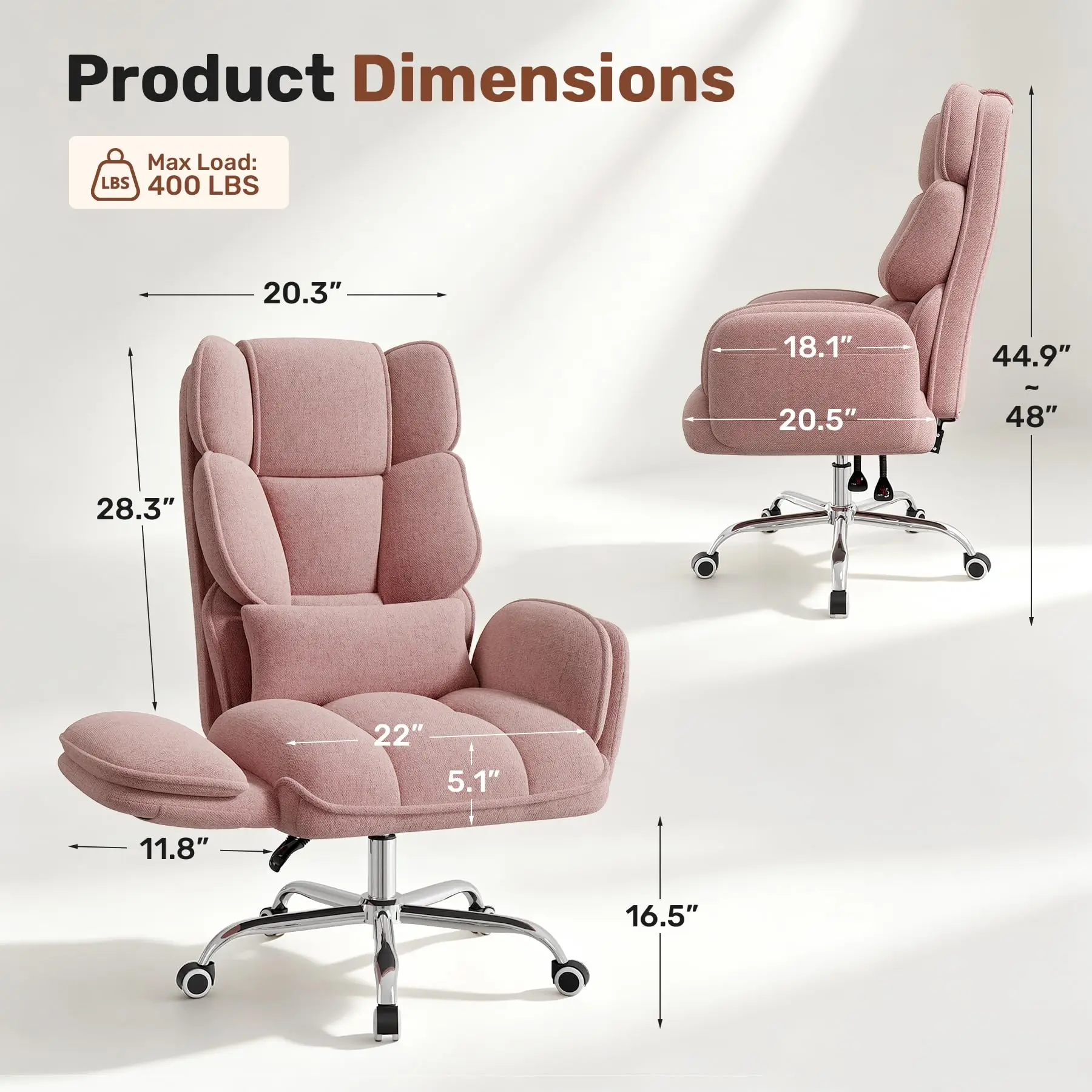 Big and Tall Office Chair, Flip Armrests with Side Pockets, Comfy Criss Cross Office Chair with Extra-Wide Plush Seat