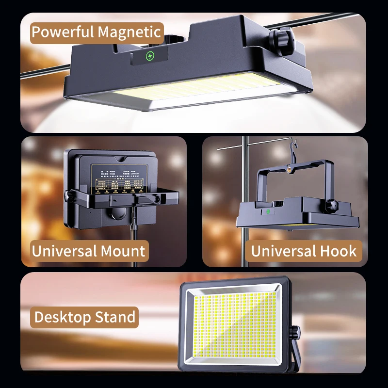 W1200 مصباح خارجي أسود يمكن التحكم فيه بالصوت ضوء التخييم حجم كبير إضاءة التعرض المحمولة لرحلات التخييم #3