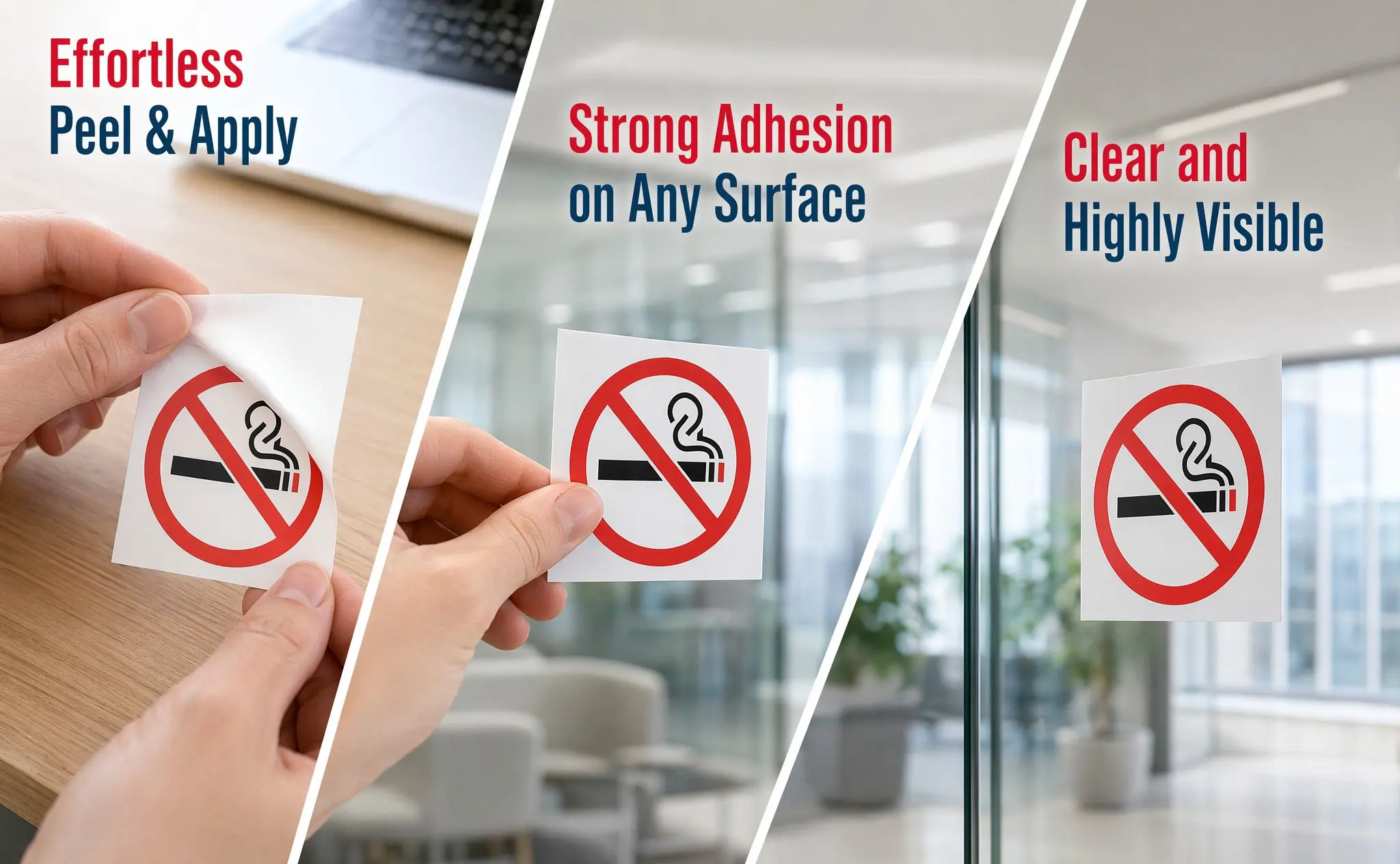 20Pcs No Smoking Stickers Bright Adhesive Signs Easy Apply Remove No Residue Office Restaurant Car Vehicle Warning Labels Indoor