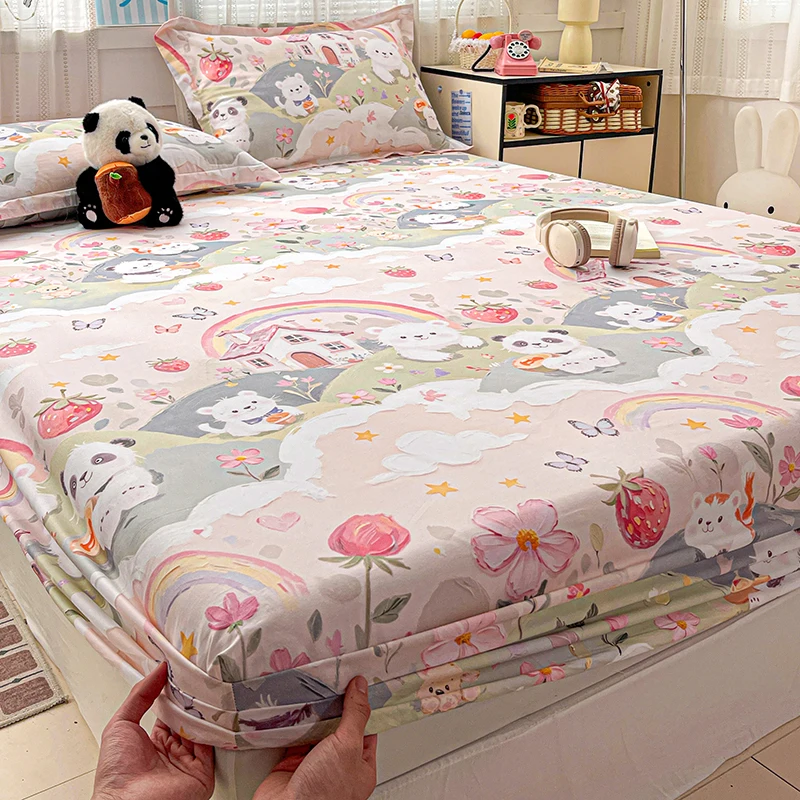 

2026 New Style Pure Cotton 13376 Printed Cartoon Single Bed Hat 360-degree Elastic Mattress Cover