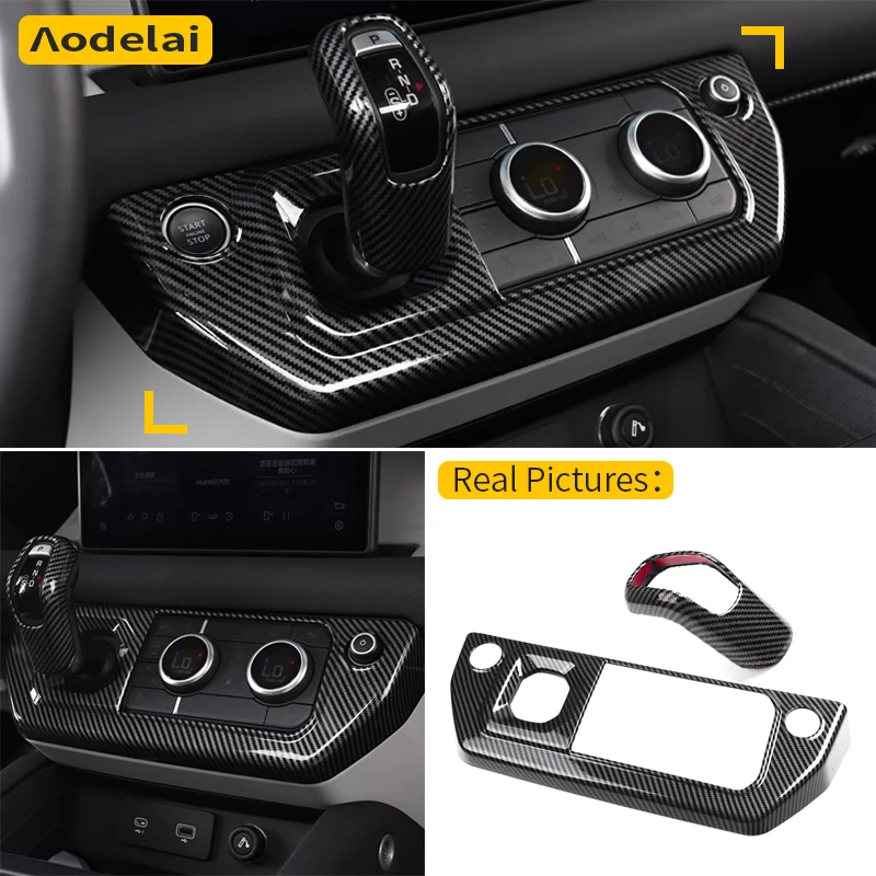 

2Pcs For Land Rover Defender 90 110 20-25 Center Console Gears Air Conditioning Mode Frame Cover Trim Stickers Car Accessories