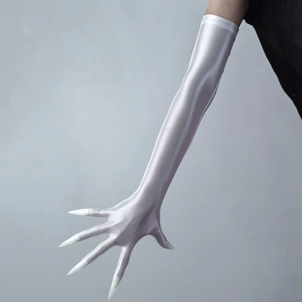 50cm Öl-Pfoten-Handschuhe mit Krallen Sexy Schwarze Hochelastische Glänzende Rollenspiel-Clubwear Weiche Glatte Party-Cosplay-Bühnen-Performance – Detail 1