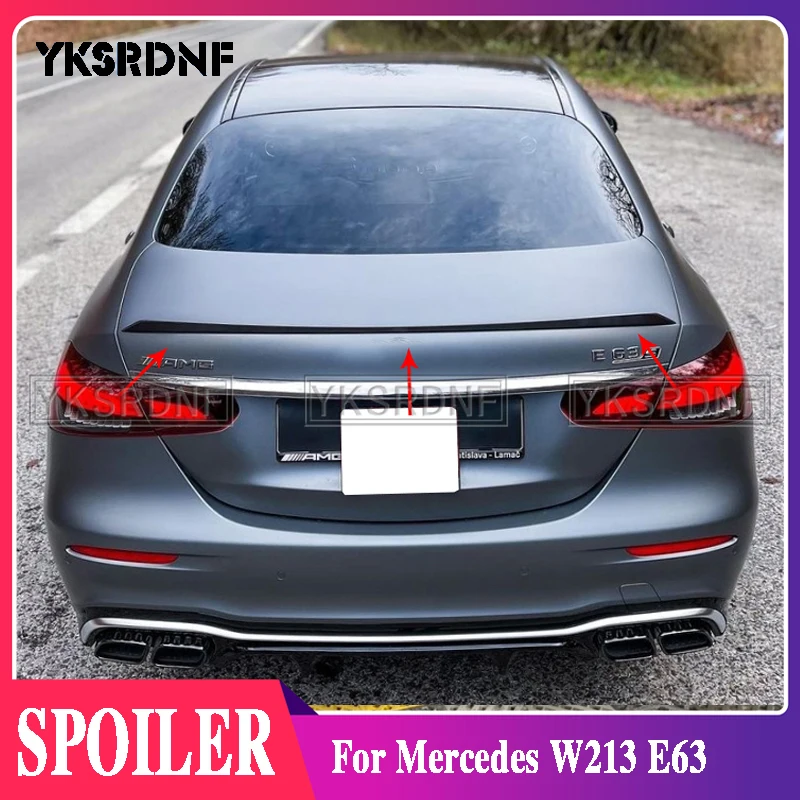 YKSRDNF Rear Trunk Spoiler Boot Wing Lip For Mercedes-Benz NEW E Class W213 E250 E300 E43 E63 AMG Sedan 4 Door 2021 ABS