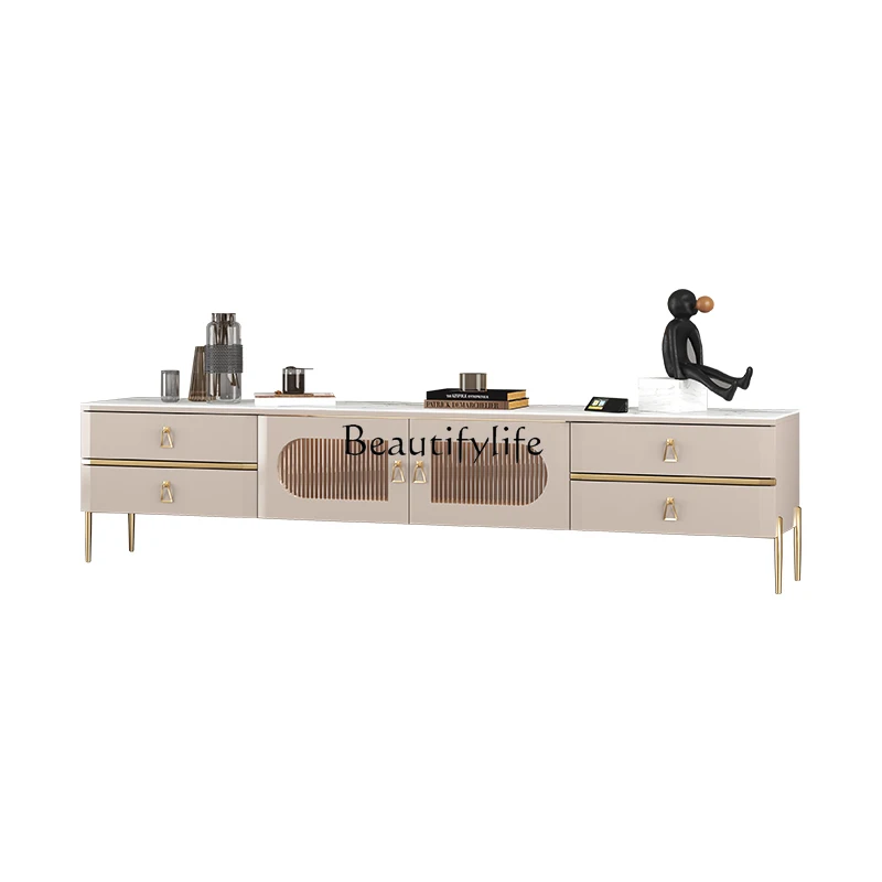 

Modern light luxury high TV background wall side cabinet living room floor drawer locker