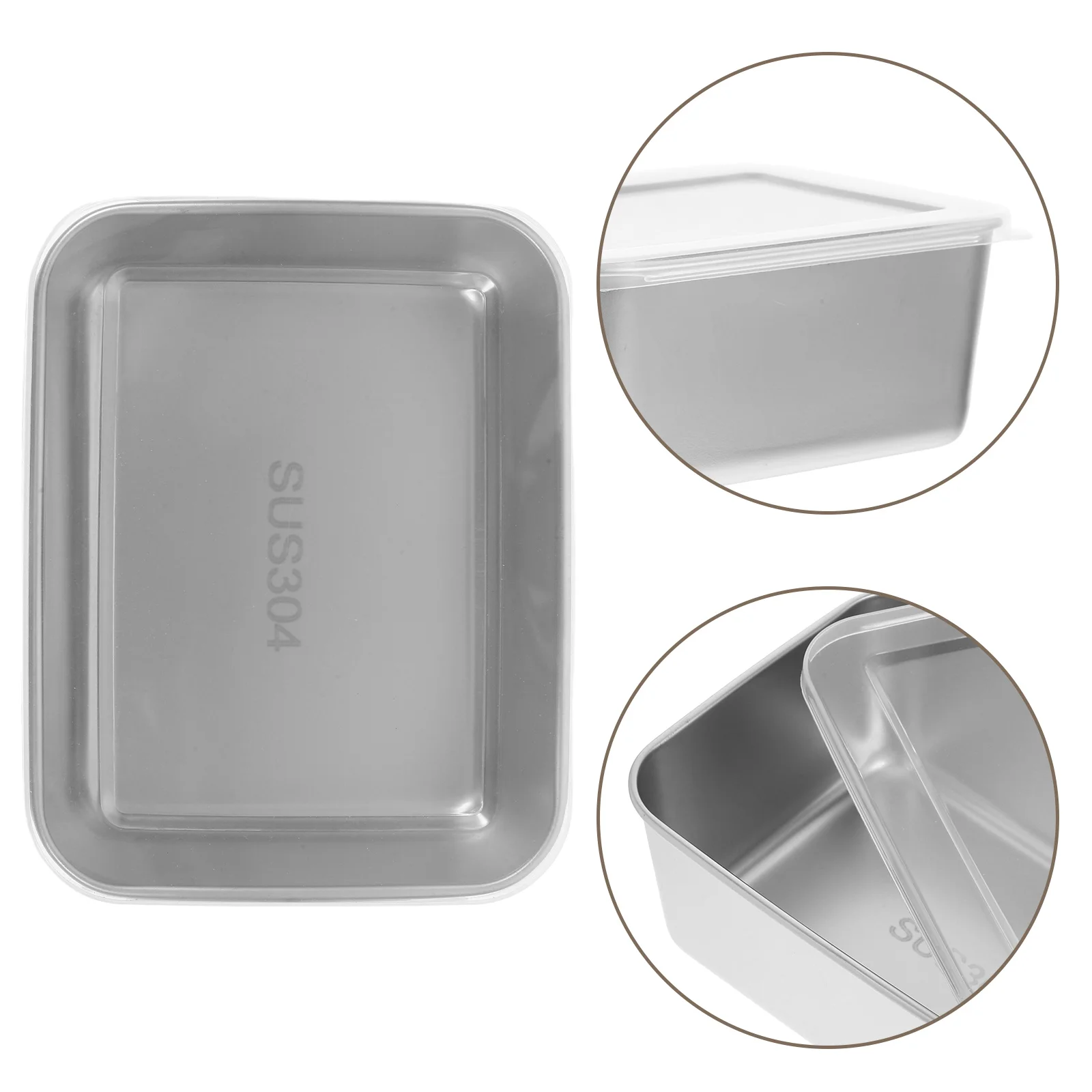 

4Pcs Food Storage Cases Stainless Steel Small Fridge Containers Stackable Airtight Vegetable Fruit Portable