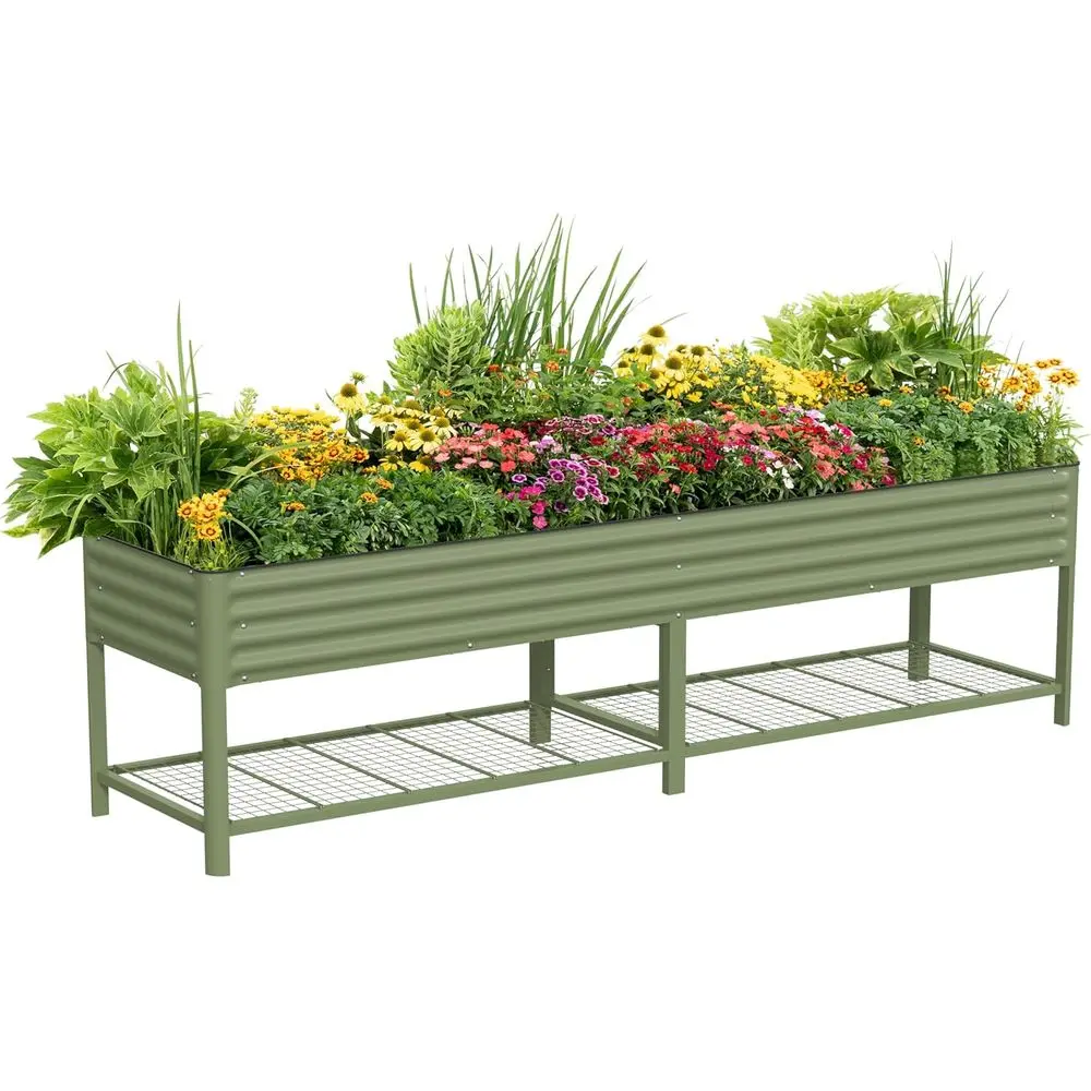 

Jumbo 2.5' x 10' Outdoor Raised Garden Bed with Legs, Storage Rack, and 2000+ Lbs Capacity for Patio, Herbs, and Vegetables in O