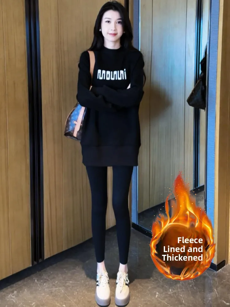 

Утепленная флисовая толстовка с длинным рукавом для женщин, повседневная, с буквенным принтом, круглым вырезом, свободного кроя, осенне-зимняя, новая, в уличном стиле