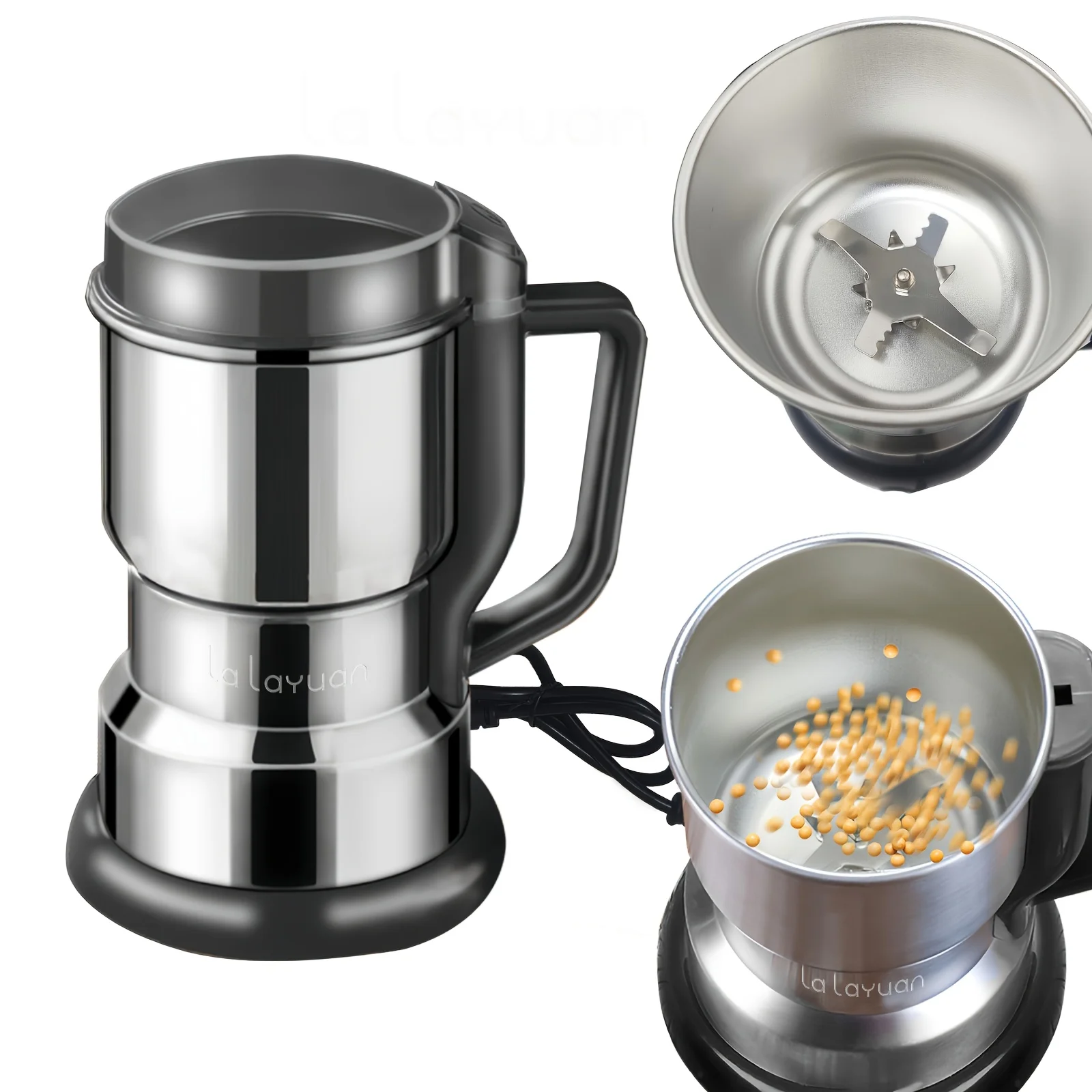 

1pc Electric Coffee Grinder with 300W Motor & 4-Blade System - Fast Grinding in 10s, Stainless Steel Coffee Bean Mill Suitable f