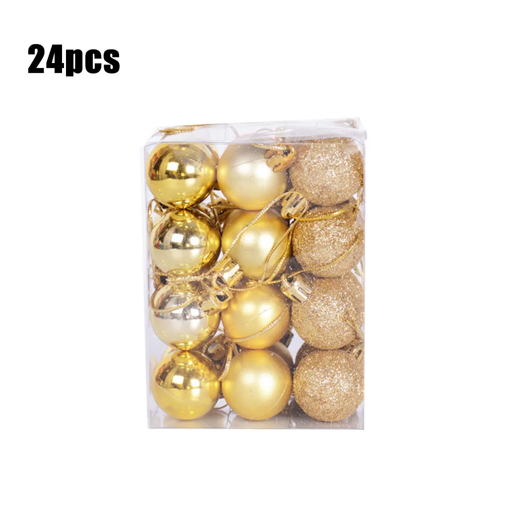 24 Pcs Christmas Decorations Hanging Balls Xmas Tree Pendant Ornaments For Home Garden Party Decor Baubles 7 Colors Plastic