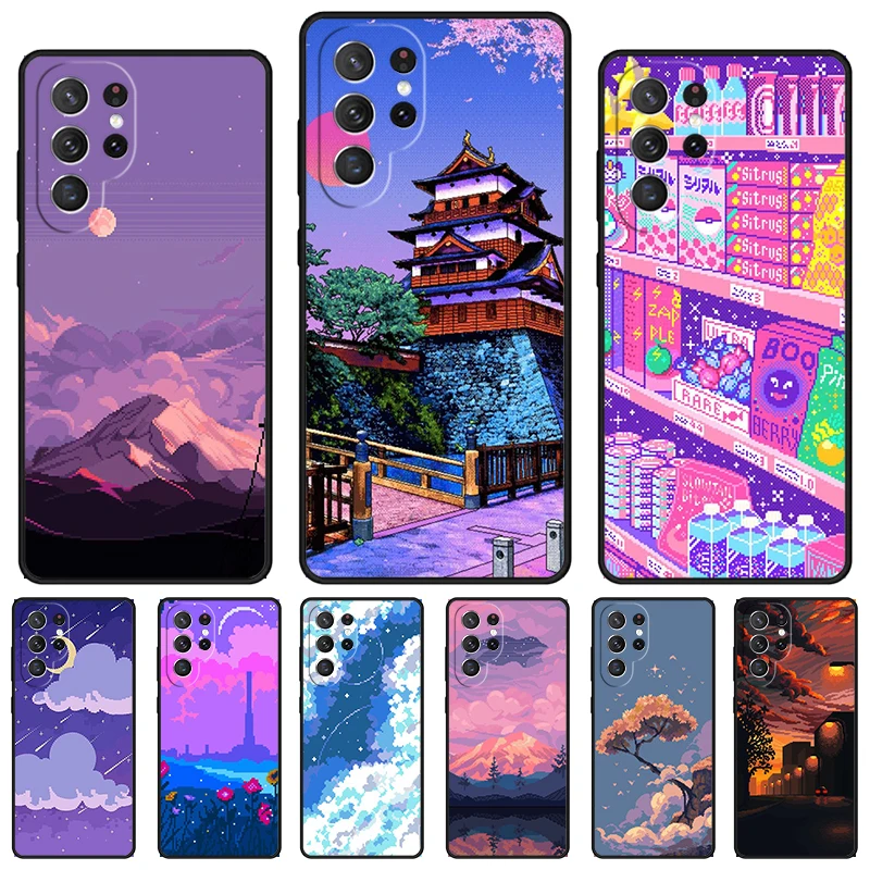 Art Pixel Aesthetic phone case For Samsung Galaxy S24 S25 S23 S22 Ultra Note 10 20 Plus S20 S21 FE Cover