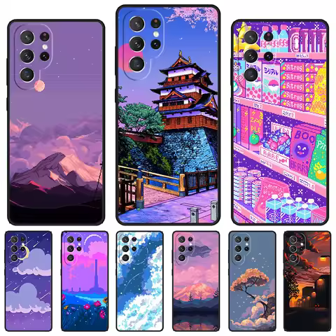 Art Pixel Aesthetic phone case For Samsung Galaxy S24 S23 S22 Ultra Note 10 20 Plus S8 S9 S10 S20 S21 FE Cover