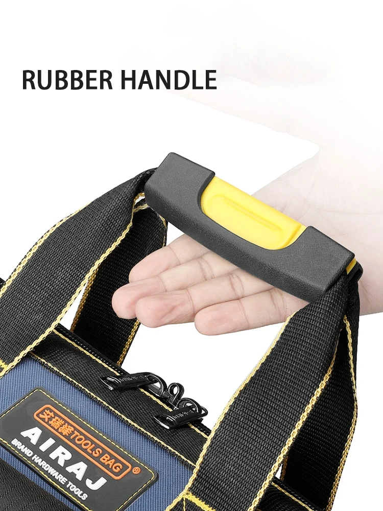 AIRAJ Multifunctional Tool Bag Oxford Cloth Waterproof Hard Bottom Storage Bag Electrician Professional Hand Tools Organizer