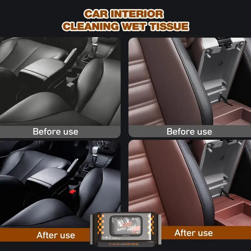 Car Interior Cleaning Wipes Multi-functional For Dashboard Seat Leather Console Carpet Disposable Clean Car Washing Towel Tool