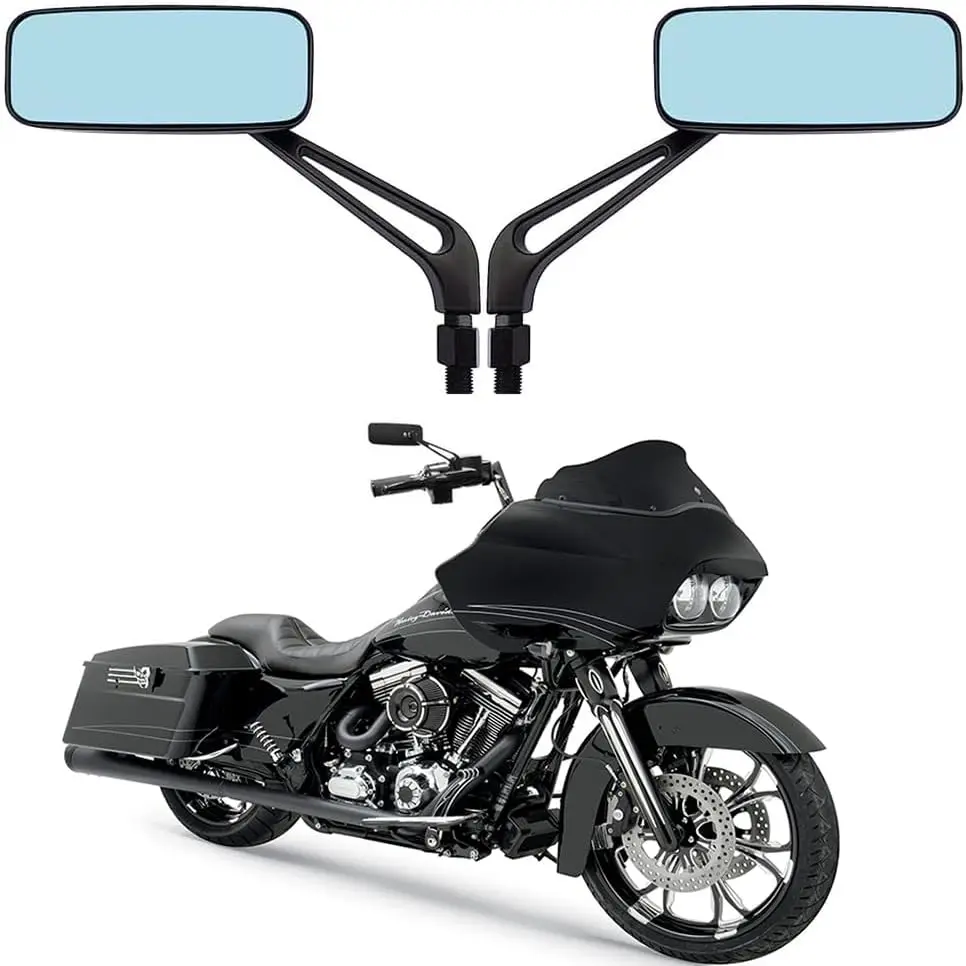 

8mm/10mm Black Motorcycle Universal Rectangle Rear View Side Mirrors Compatible for Harley Street Bike Scooter Chopper Cruiser S