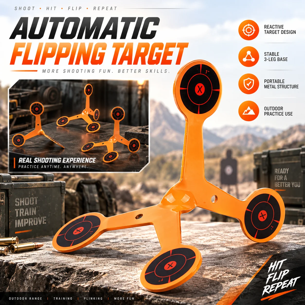 Automatic Rolling Target Impact Activated Flip Action Target Durable Spinning Design Target Splash Target Stickers for Games