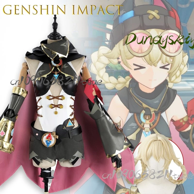 Genshin Impact Jahoda Cool mujeres Gils Cosplay disfraz peluca Kawaii lindo vestido de Lolita capa Halloween carnaval fiesta Navidad