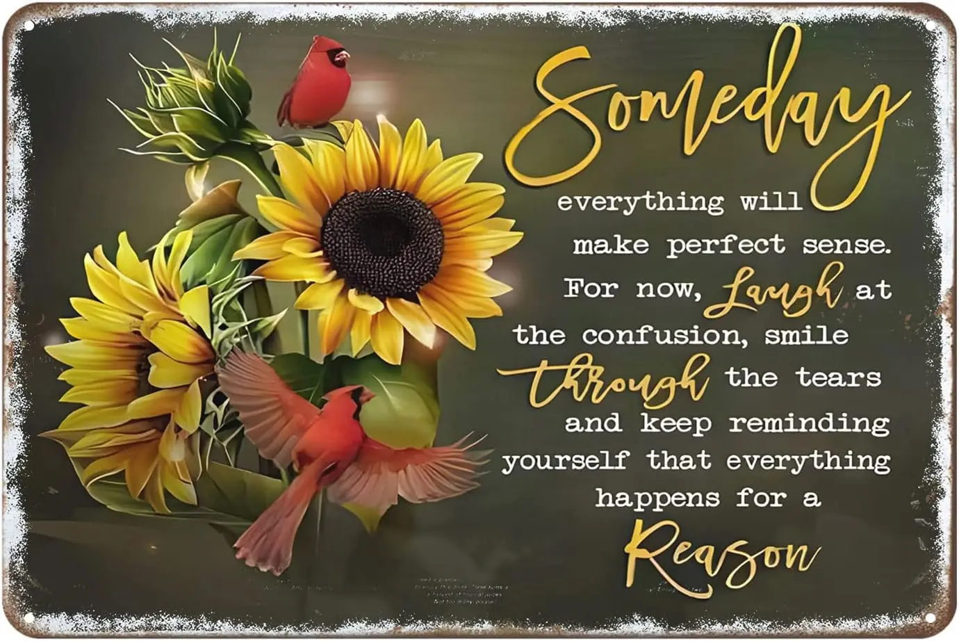 Aenaon Someday Everything Will Make Perfect Sense Vintage Tin Sign Cardinal Retro Home Kitchen Bar Rustic Wall Decor Funny  sign