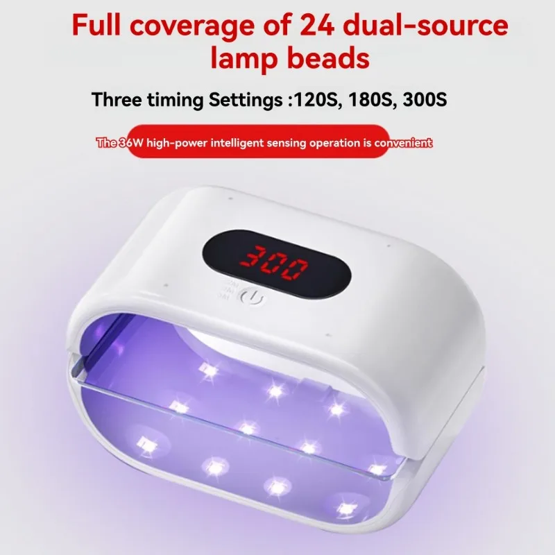 

Hot Sale-For Gel Nails Nail Lamp Dual Light Source 24 Beads UV Curing, Mobile Screen Compatible-Non-Blackening,120S Cure