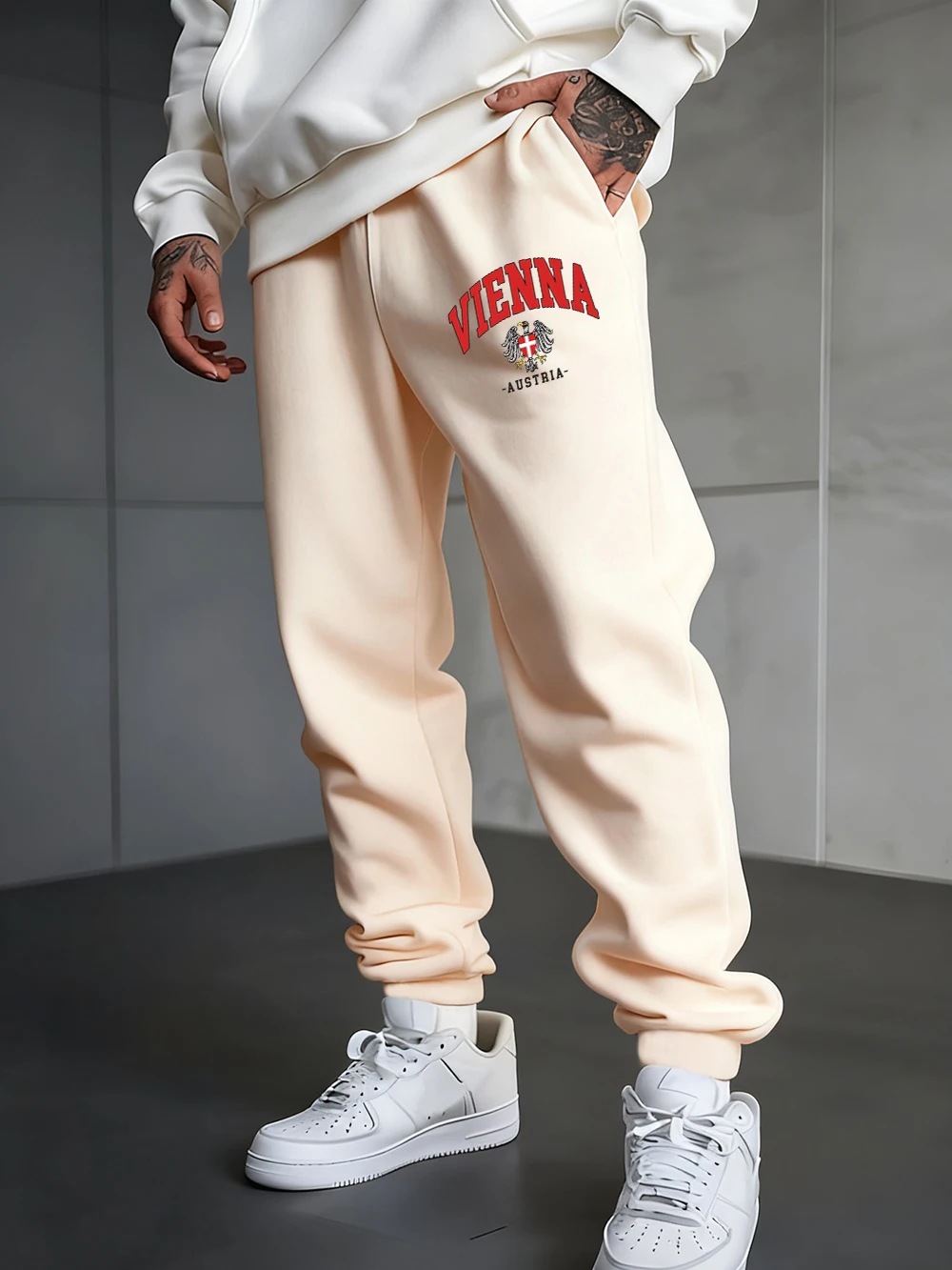 

Vienna Austria Letter Local Printed Sweatpants Men'S Casual Trousers Pocket All-Match Loose Jogger Pants Winter Men Sportswear