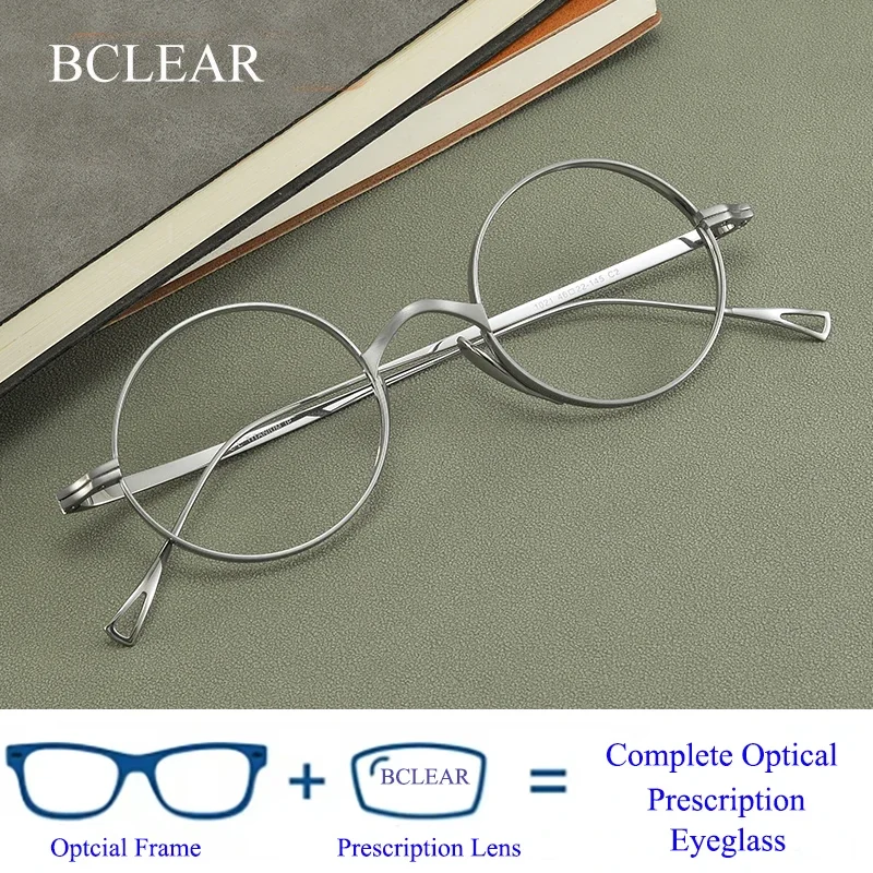 

BCLEAR Retro round Pure Titanium Custom Prescription Eyeglasses Unisex Simple Fashion Optical Spectacles Ultra-light New Arrival