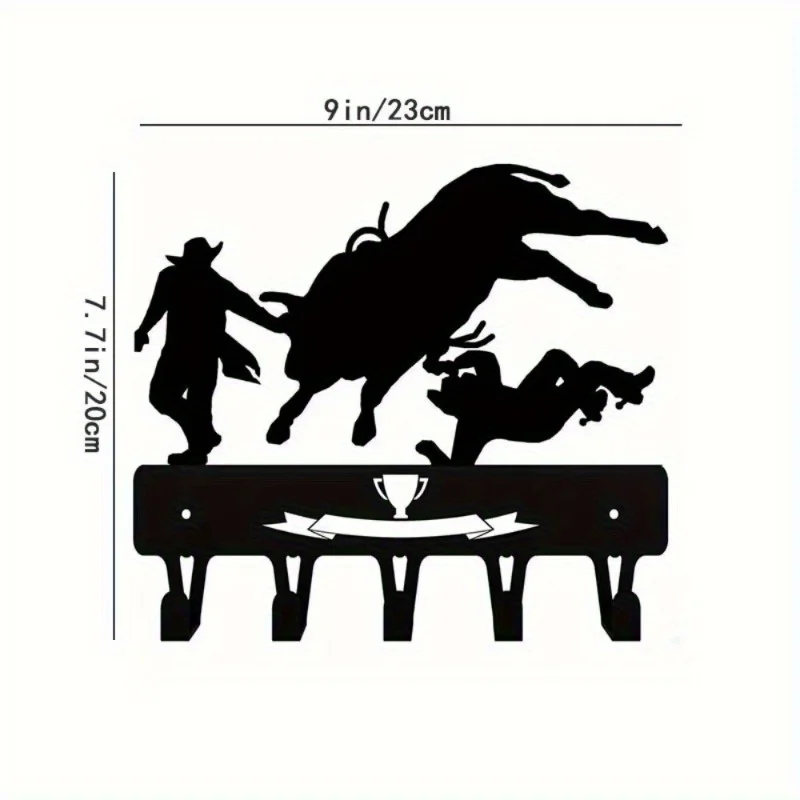 CIFBUY HELLOYOUNG 9 Inch Cowboy Bull Rider Rodeo Clown Metal Key Hook Wall Hanging Functional Decor Key Rack Home Wall Sculpture