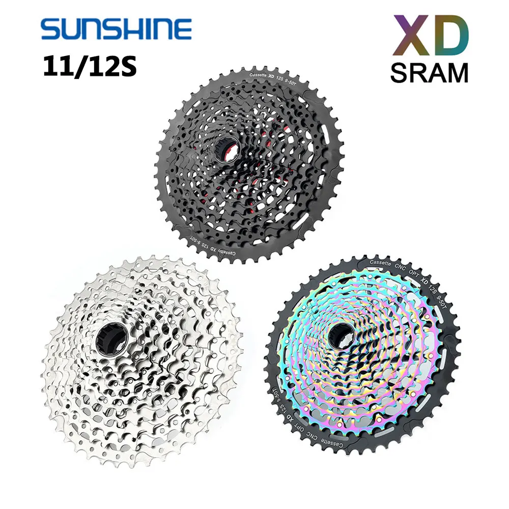 

SUNSHINE CNC XD Bicycle Cassette 11S 12S Flywheel 46T/50T/52T Sprocket Mountain Bike Parts Wide Gear Ratio Freewheel for SRAM