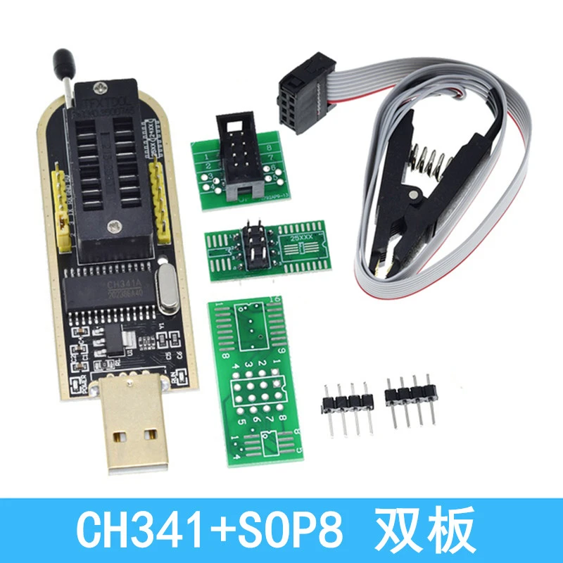 Programador Conjunto Completo, Módulo de Programação USB, SOIC8, SOP8, Test Clip, 24, 25 Series