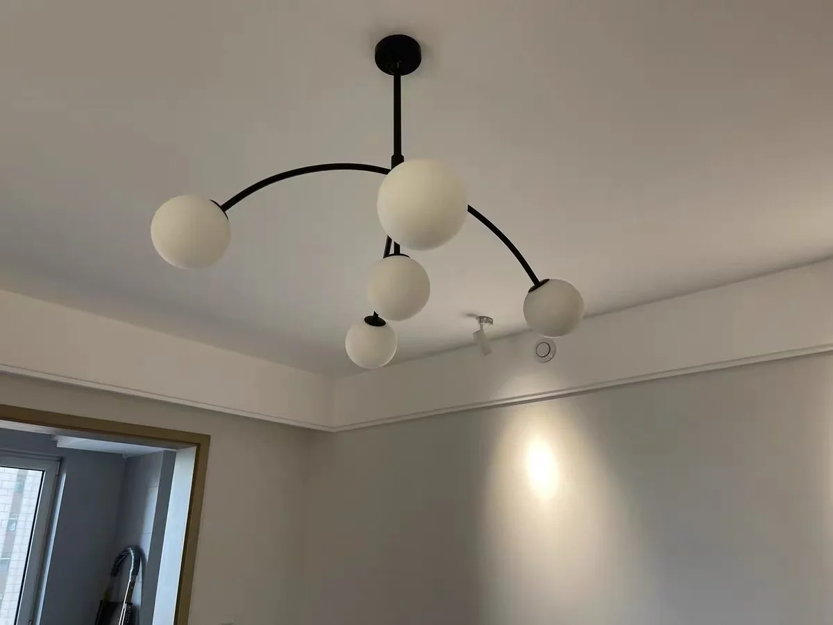 Minimalist Black Glass Chandelier Nordic Creative G9 LED Hanging Ceiling Lamp Living Room Bedroom