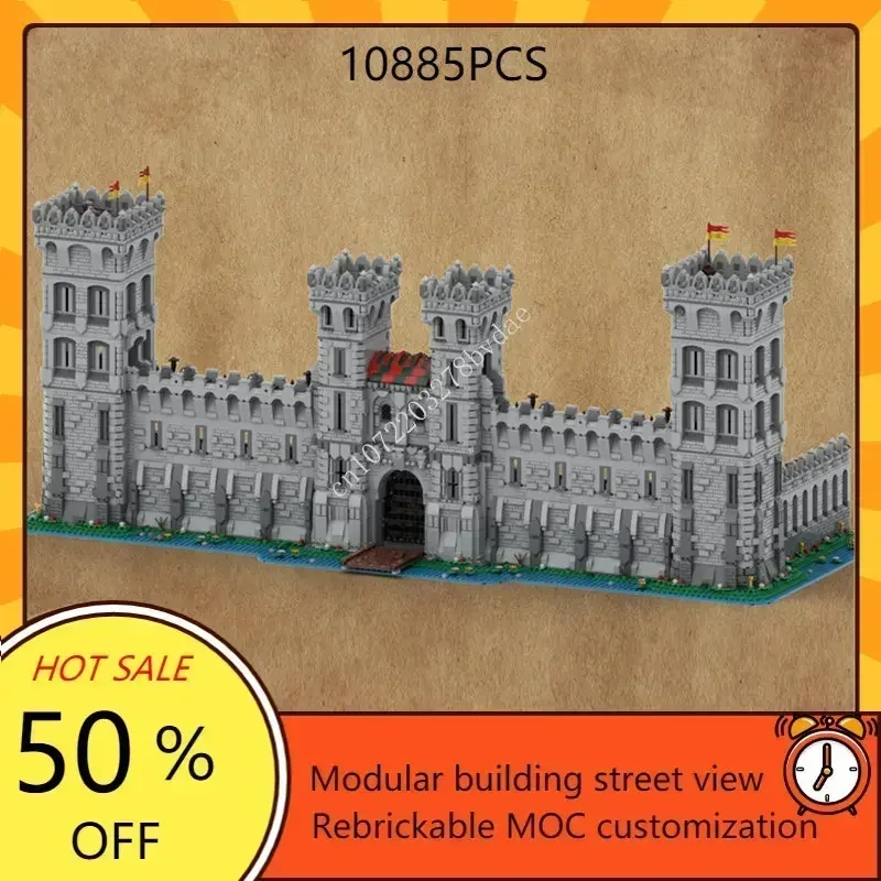 Castle Front Wall Fortress MOC Creative Medieval Architecture Castle Model Custom Puzzles Architecture Assembly Model Toys Gift