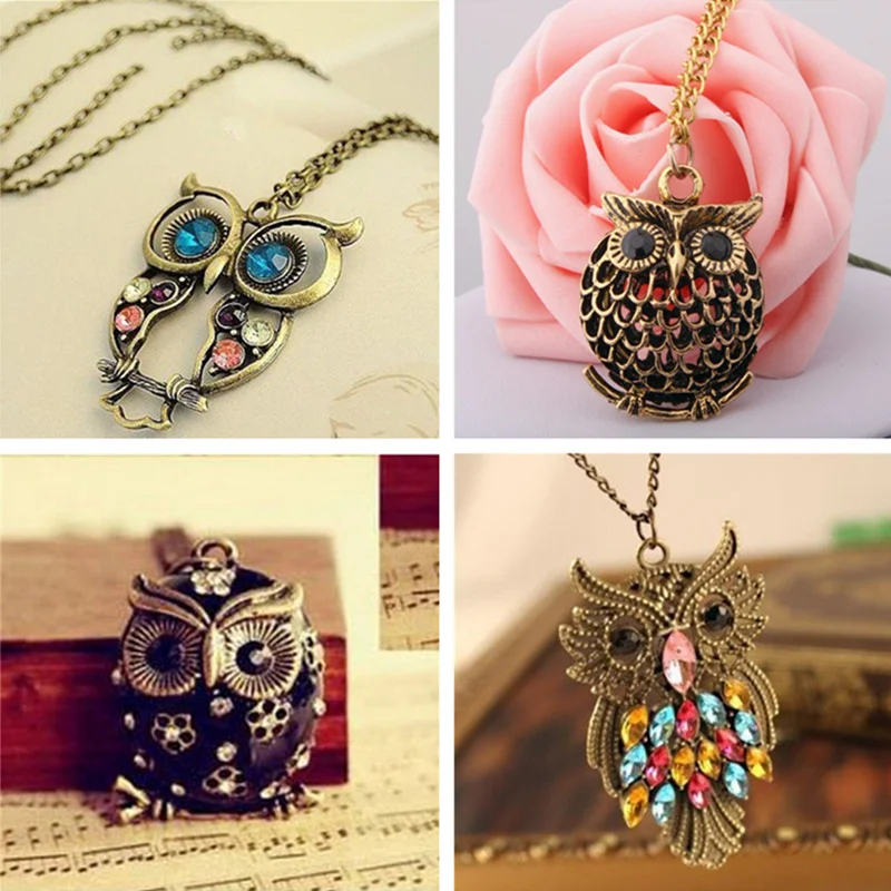 Crystal Owl Necklace Fashion Glass Animal Necklaces Charms Wing Long Chain Pendants Trendy Womens