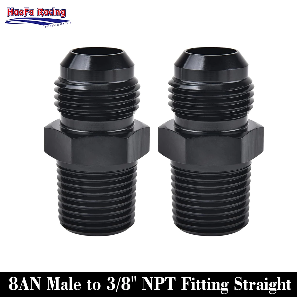 

AN8 Male to 3/8" NPT Fitting Straight Universal Aluminum Fuel Hose End Adapter Black 2PCS