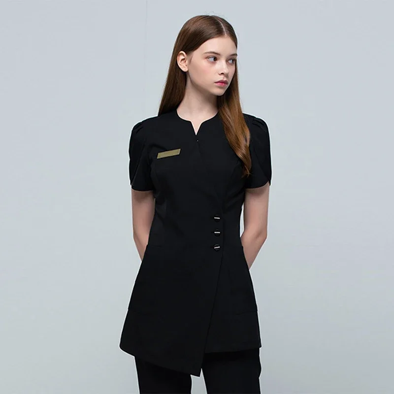 Uniformes de salon de beauté pour femmes, spa, sauna, massage, réceptionnistes féminines, ensembles de vêtements de travail, vêtements de travail pour technicien de bain de pieds