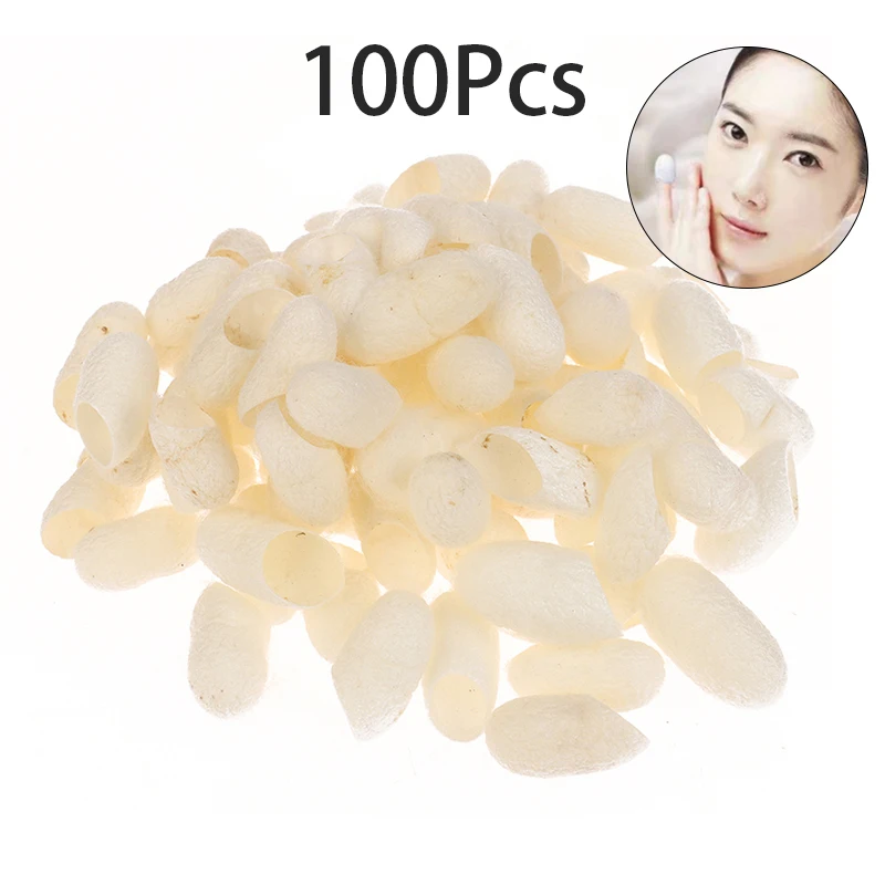 100 stücke Seidenraupe Kugeln Natürliche Seide Kokons Peeling Reinigende Bleaching Peeling Peeling Mitesser Entferner Gesichts Hautpflege