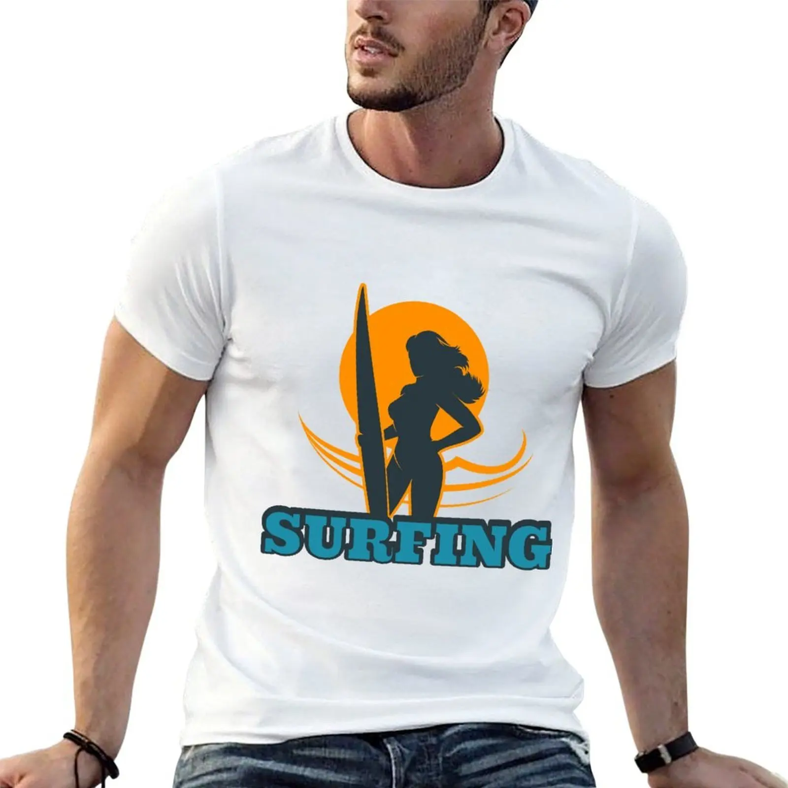 

Surfing Colorful Emblem T-Shirt t shirts for man slim fit essential t shirt T-Shirt