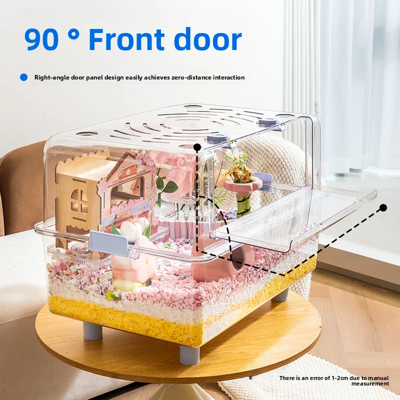 Hamster Cage Large Transparent,Stackable&Ventilated Anti-Escape Habitat for Syrian Hamster Mouse,Multi-Level Small Pet House
