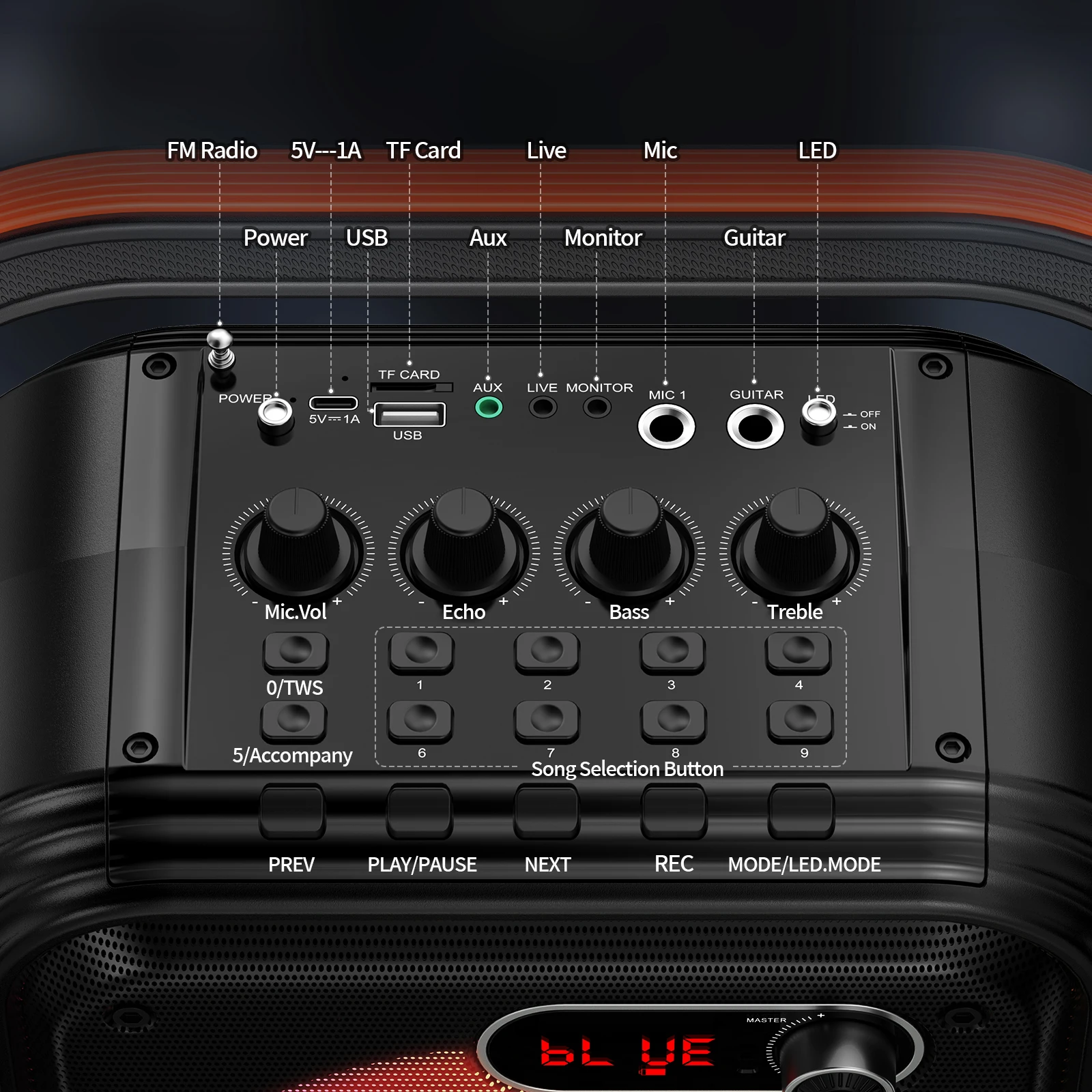 JYX Bluetooth Speaker, Wireless Speaker with 2 Microphone, FM Radio, Portable Karaoke Machine, Home Karaoke System with Remote