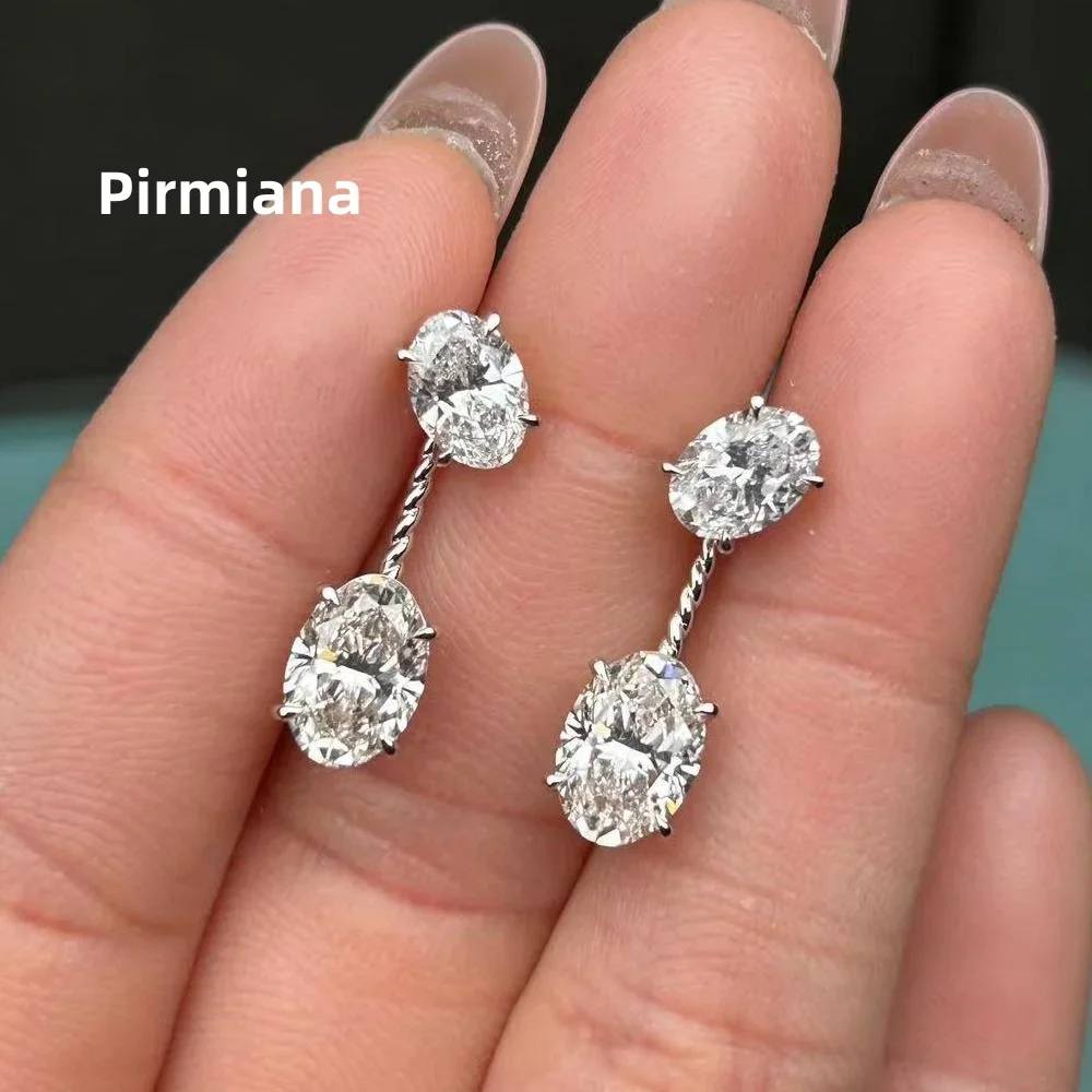 Pirmiana Custom Design 18K White Gold Earrings for Women 4.03ct CVD Lab Grown Diamond Jewelry