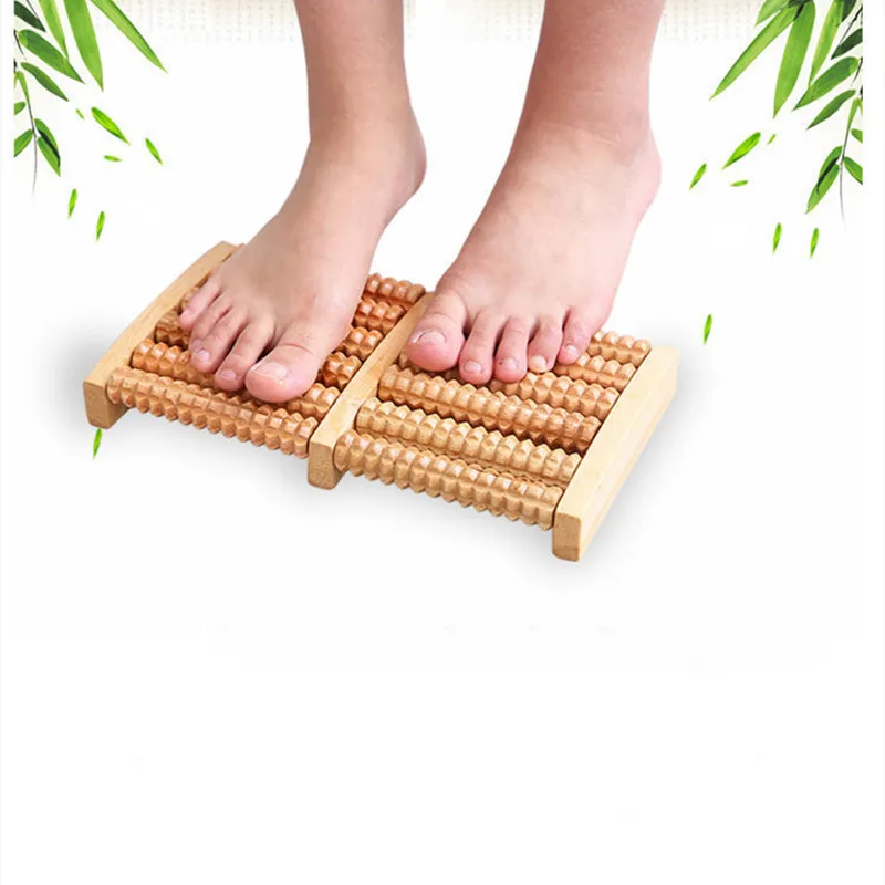 

Wooden Foot Massage Roller 6-rows Wooden Foot Massager Stimulating Acupoint Feet Plantar Fasciitis Roller Reflexology Care Tool