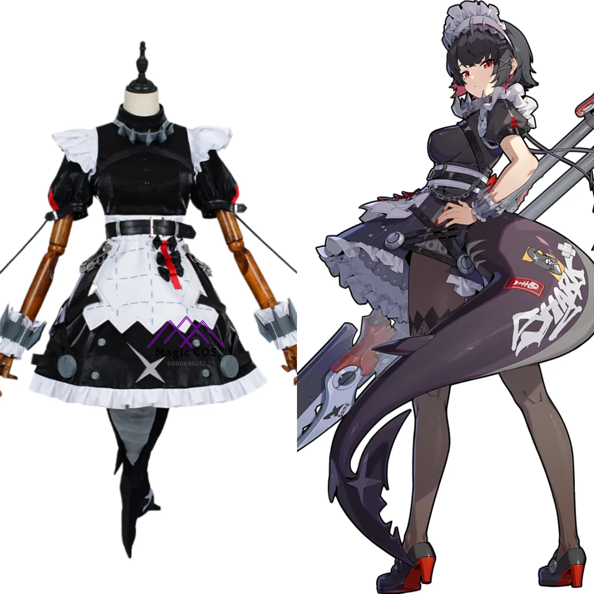 

Top Game Zenless Zone Zero Cosplay Costume Anime Ellen Joe Role Playing Black Dress for Women Comic Con Halloween Party Suits